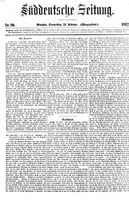 Süddeutsche Zeitung. Morgenblatt (Süddeutsche Zeitung) Donnerstag 13. Februar 1862