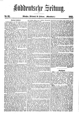 Süddeutsche Zeitung. Morgenblatt (Süddeutsche Zeitung) Mittwoch 19. Februar 1862