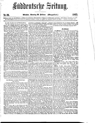 Süddeutsche Zeitung. Morgenblatt (Süddeutsche Zeitung) Sonntag 23. Februar 1862