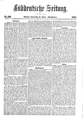 Süddeutsche Zeitung. Morgenblatt (Süddeutsche Zeitung) Donnerstag 24. April 1862