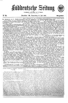 Süddeutsche Zeitung. Morgenblatt (Süddeutsche Zeitung) Donnerstag 10. Juli 1862