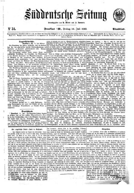 Süddeutsche Zeitung. Morgenblatt (Süddeutsche Zeitung) Freitag 18. Juli 1862