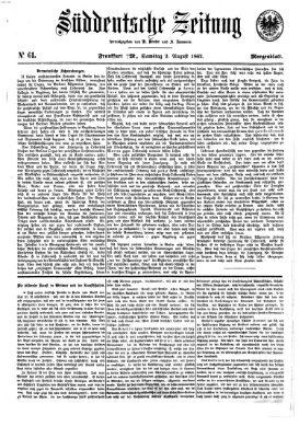 Süddeutsche Zeitung. Morgenblatt (Süddeutsche Zeitung) Samstag 2. August 1862