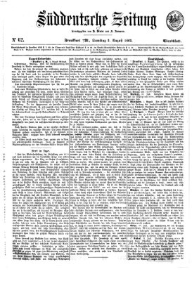 Süddeutsche Zeitung. Morgenblatt (Süddeutsche Zeitung) Samstag 2. August 1862