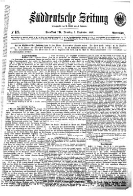 Süddeutsche Zeitung. Morgenblatt (Süddeutsche Zeitung) Dienstag 2. September 1862