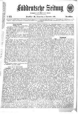 Süddeutsche Zeitung. Morgenblatt (Süddeutsche Zeitung) Donnerstag 4. September 1862