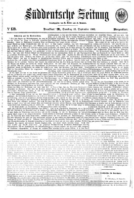 Süddeutsche Zeitung. Morgenblatt (Süddeutsche Zeitung) Samstag 13. September 1862