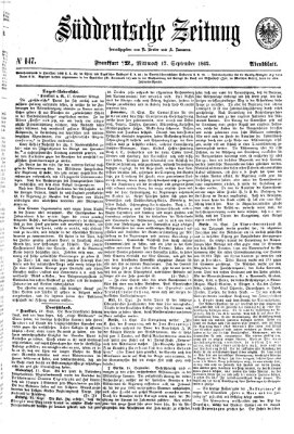 Süddeutsche Zeitung. Morgenblatt (Süddeutsche Zeitung) Mittwoch 17. September 1862