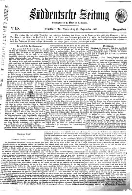 Süddeutsche Zeitung. Morgenblatt (Süddeutsche Zeitung) Donnerstag 18. September 1862