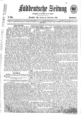 Süddeutsche Zeitung. Morgenblatt (Süddeutsche Zeitung) Freitag 19. September 1862