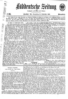 Süddeutsche Zeitung. Morgenblatt (Süddeutsche Zeitung) Donnerstag 25. September 1862