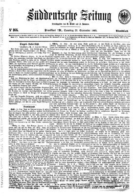 Süddeutsche Zeitung. Morgenblatt (Süddeutsche Zeitung) Samstag 27. September 1862