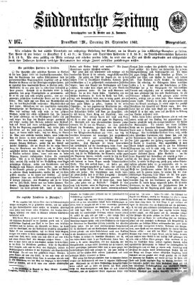 Süddeutsche Zeitung. Morgenblatt (Süddeutsche Zeitung) Sonntag 28. September 1862