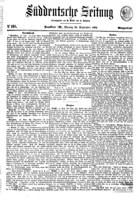 Süddeutsche Zeitung. Morgenblatt (Süddeutsche Zeitung) Montag 29. September 1862