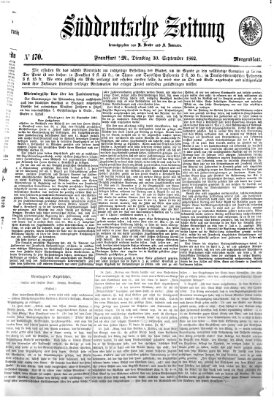 Süddeutsche Zeitung. Morgenblatt (Süddeutsche Zeitung) Dienstag 30. September 1862