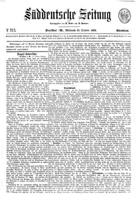 Süddeutsche Zeitung. Morgenblatt (Süddeutsche Zeitung) Mittwoch 22. Oktober 1862