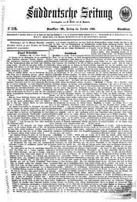 Süddeutsche Zeitung. Morgenblatt (Süddeutsche Zeitung) Freitag 24. Oktober 1862