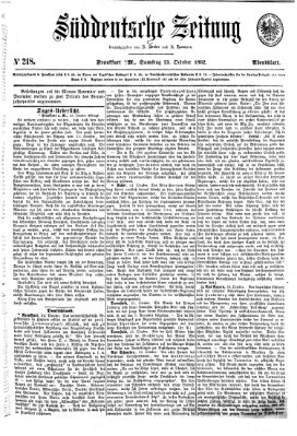 Süddeutsche Zeitung. Morgenblatt (Süddeutsche Zeitung) Samstag 25. Oktober 1862