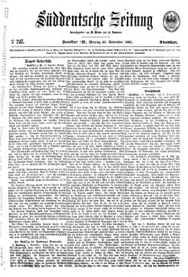 Süddeutsche Zeitung. Morgenblatt (Süddeutsche Zeitung) Montag 10. November 1862