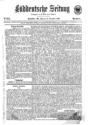 Süddeutsche Zeitung. Morgenblatt (Süddeutsche Zeitung) Montag 22. Dezember 1862