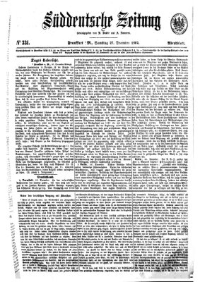 Süddeutsche Zeitung. Morgenblatt (Süddeutsche Zeitung) Samstag 27. Dezember 1862