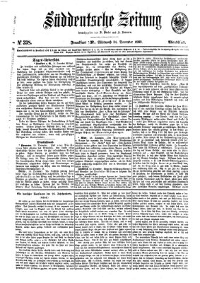 Süddeutsche Zeitung. Morgenblatt (Süddeutsche Zeitung) Mittwoch 31. Dezember 1862