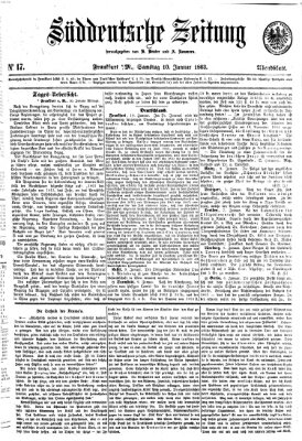 Süddeutsche Zeitung. Morgenblatt (Süddeutsche Zeitung) Samstag 10. Januar 1863