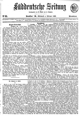 Süddeutsche Zeitung. Morgenblatt (Süddeutsche Zeitung) Mittwoch 4. Februar 1863