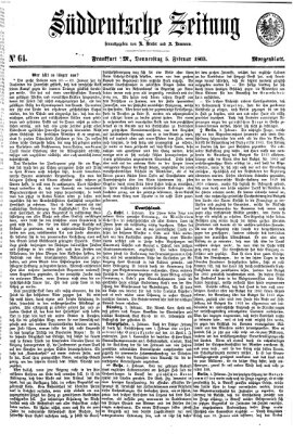 Süddeutsche Zeitung. Morgenblatt (Süddeutsche Zeitung) Donnerstag 5. Februar 1863