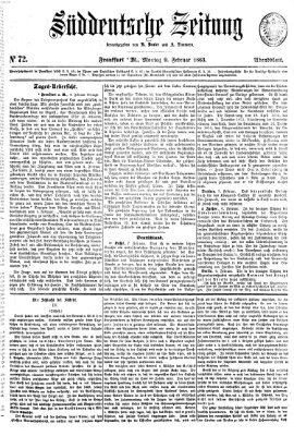 Süddeutsche Zeitung. Morgenblatt (Süddeutsche Zeitung) Montag 9. Februar 1863