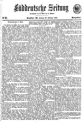 Süddeutsche Zeitung. Morgenblatt (Süddeutsche Zeitung) Freitag 20. Februar 1863