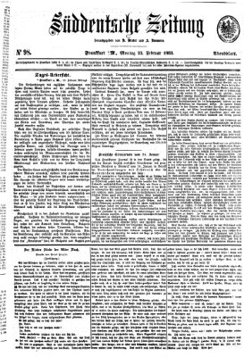 Süddeutsche Zeitung. Morgenblatt (Süddeutsche Zeitung) Montag 23. Februar 1863