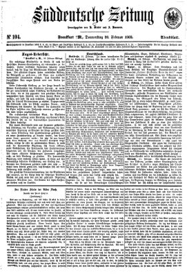 Süddeutsche Zeitung. Morgenblatt (Süddeutsche Zeitung) Donnerstag 26. Februar 1863