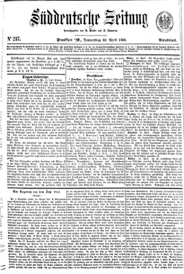 Süddeutsche Zeitung. Morgenblatt (Süddeutsche Zeitung) Donnerstag 30. April 1863