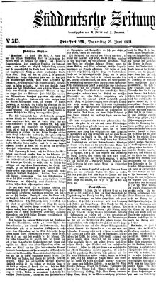 Süddeutsche Zeitung. Morgenblatt (Süddeutsche Zeitung) Donnerstag 25. Juni 1863