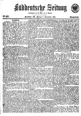 Süddeutsche Zeitung. Morgenblatt (Süddeutsche Zeitung) Montag 7. September 1863