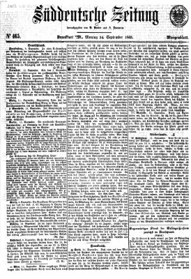 Süddeutsche Zeitung. Morgenblatt (Süddeutsche Zeitung) Montag 14. September 1863