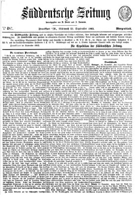 Süddeutsche Zeitung. Morgenblatt (Süddeutsche Zeitung) Mittwoch 23. September 1863