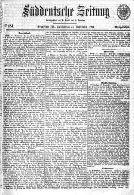 Süddeutsche Zeitung. Morgenblatt (Süddeutsche Zeitung) Donnerstag 24. September 1863