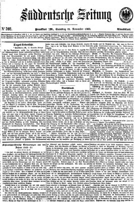 Süddeutsche Zeitung. Morgenblatt (Süddeutsche Zeitung) Samstag 21. November 1863