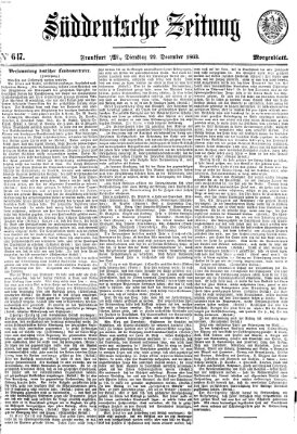 Süddeutsche Zeitung. Morgenblatt (Süddeutsche Zeitung) Dienstag 22. Dezember 1863