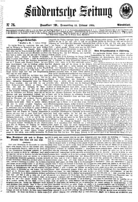 Süddeutsche Zeitung. Morgenblatt (Süddeutsche Zeitung) Donnerstag 11. Februar 1864