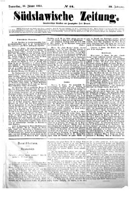 Südslawische Zeitung Donnerstag 16. Januar 1851