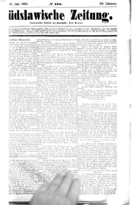 Südslawische Zeitung Samstag 12. Juli 1851