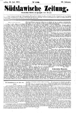 Südslawische Zeitung Samstag 26. Juli 1851