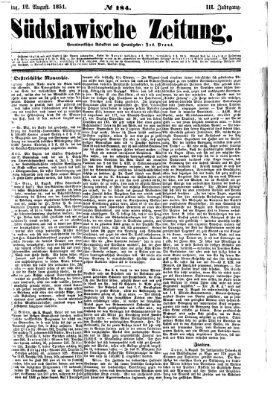 Südslawische Zeitung Dienstag 12. August 1851