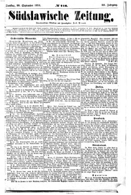 Südslawische Zeitung Samstag 20. September 1851