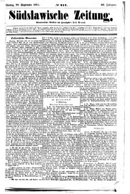 Südslawische Zeitung Montag 22. September 1851