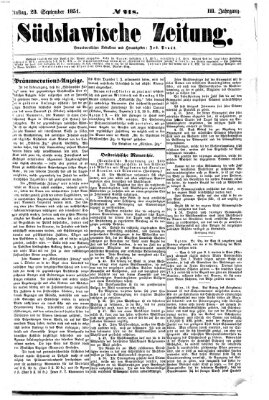 Südslawische Zeitung Dienstag 23. September 1851