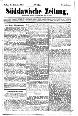 Südslawische Zeitung Dienstag 30. September 1851